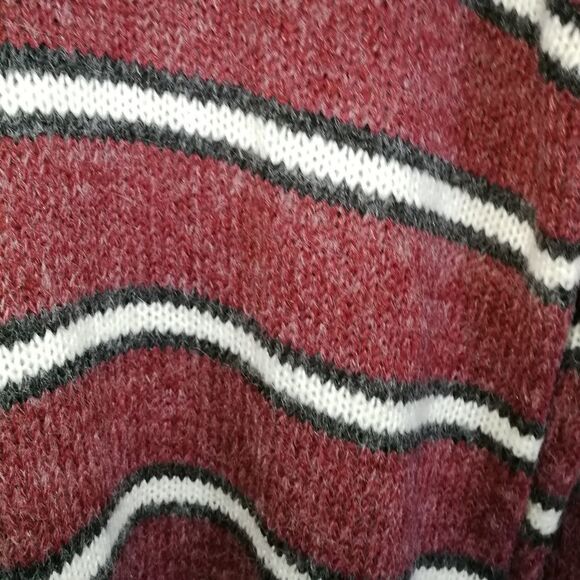 Stripes Burgundy & White Casual Knitted Crewneck Sweater NWT Size Large - Picture 8 of 14